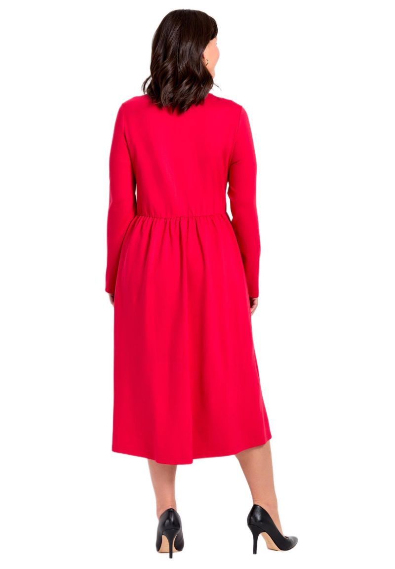 Women's Ponte Fit And Flare Midi Dress