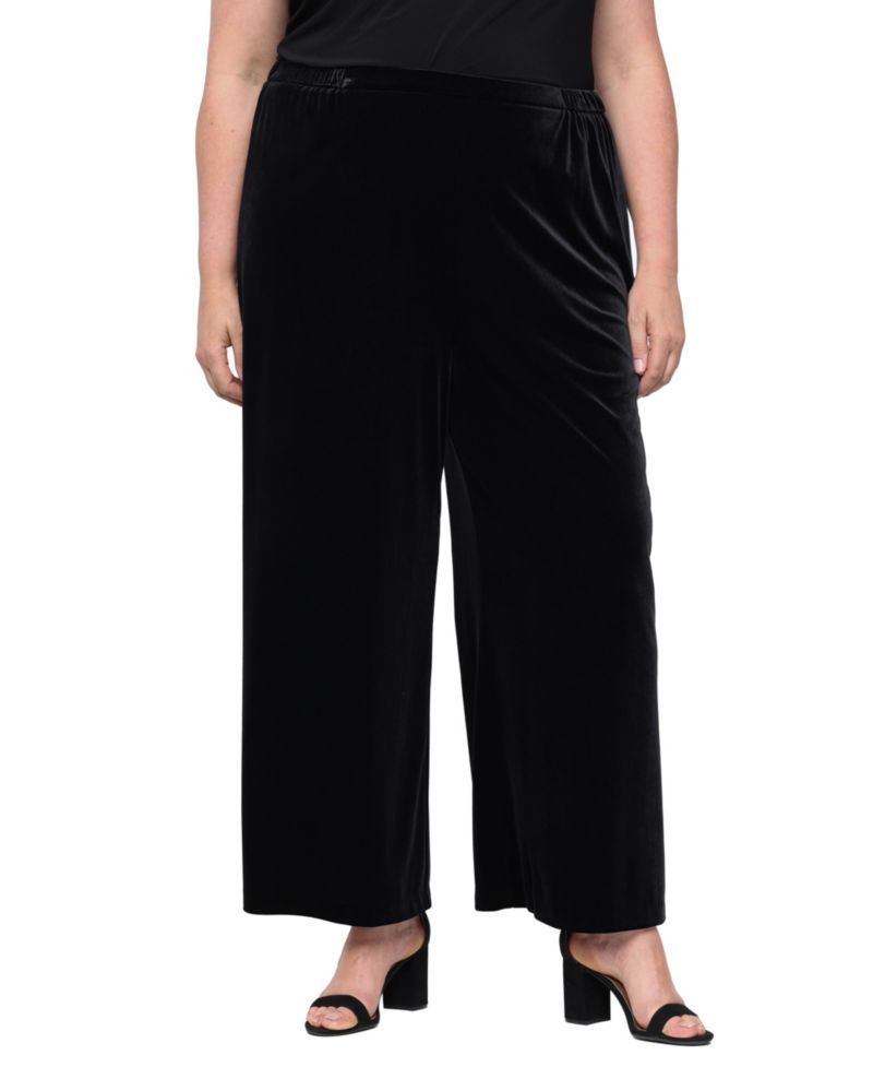 Plus Size Velvet Wide-Leg Palazzo Pants