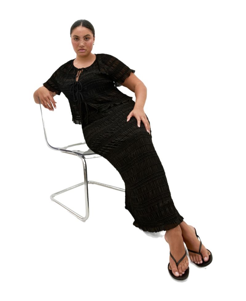 Plus Size Emelia High-Waisted Maxi Shirred Skirt