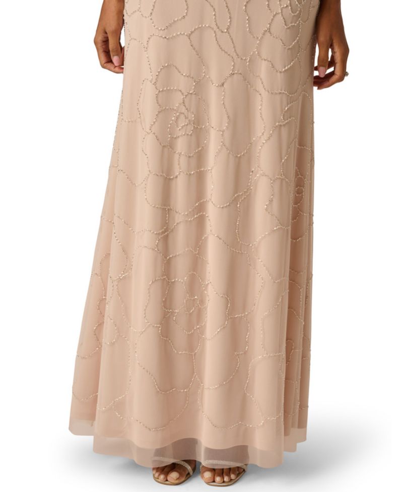 Women's Bead Blouson V-Neck Long Dress