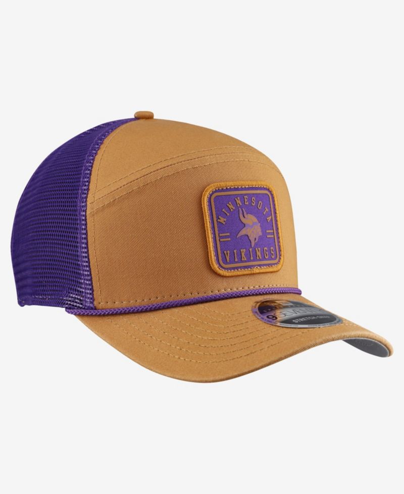 Men's Brown/Purple Minnesota Vikings Team Patch Split Panel 9SEVENTY Adjustable Trucker Hat