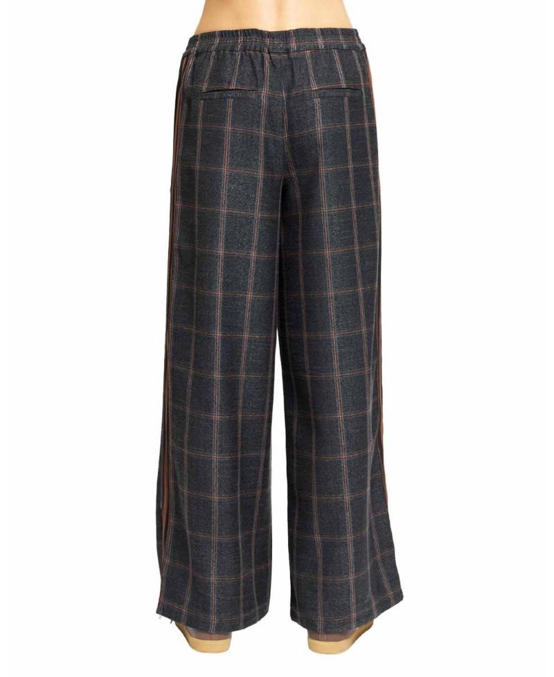 Women's Lyla Plaid Wide-Leg Pull-On Trousers