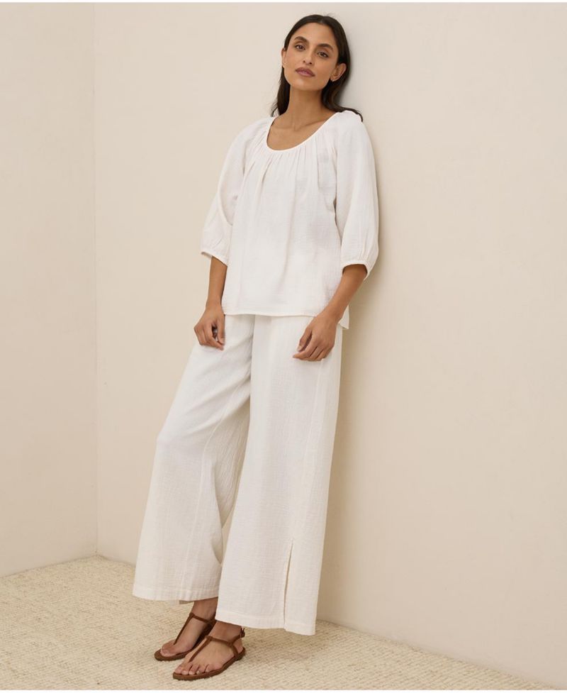 Organic Cotton Coastal Double Gauze Scoop Neck Top