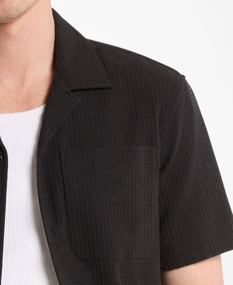 Men's Cotton Waffle Camp Collar Shirt