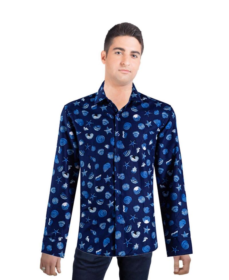 Men's Slim Fit Sea Shell Print Shirt