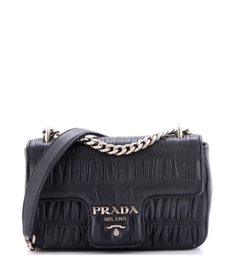 Small Chain Flap Shoulder Bag Nappa Gaufre