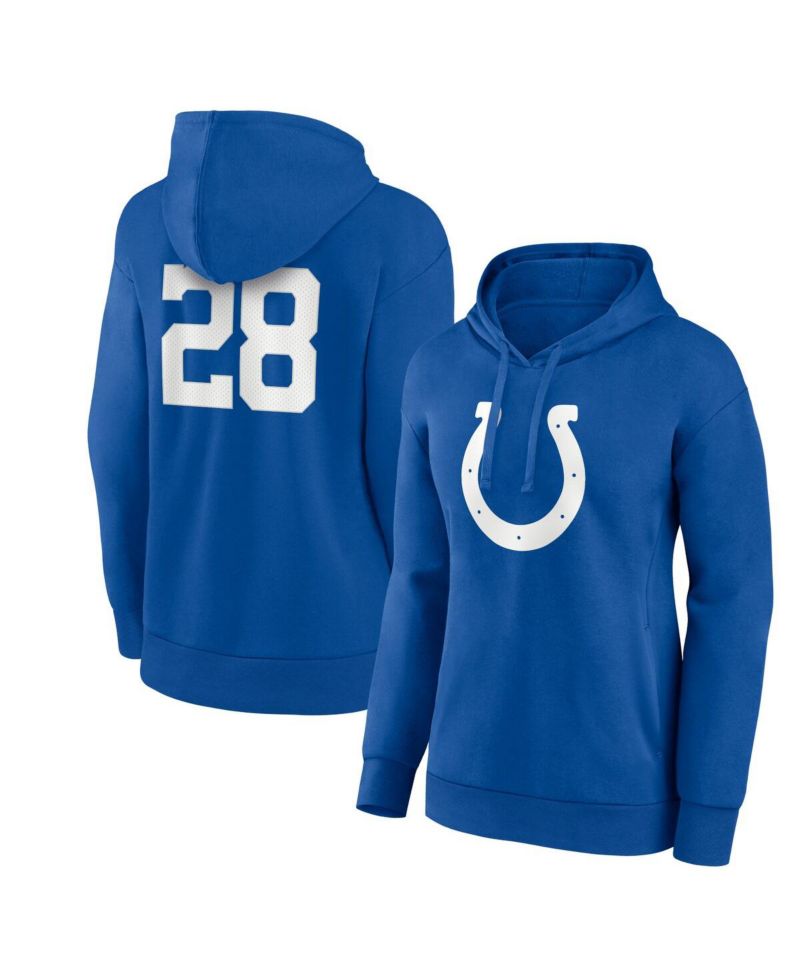 Women's Jonathan Taylor Royal Indianapolis Colts Player Icon Name & Number V-Neck Pullover Hoodie