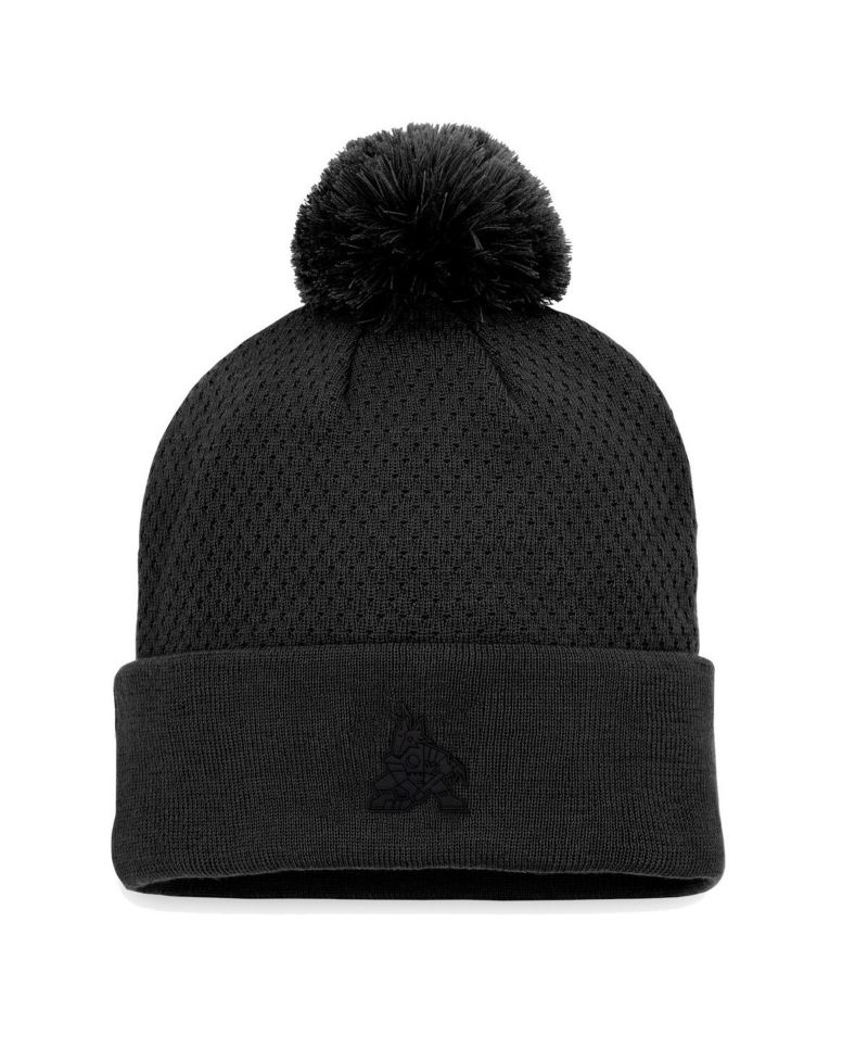 Women's Black Arizona Coyotes Authentic Pro Road Cuffed Knit Hat with Pom