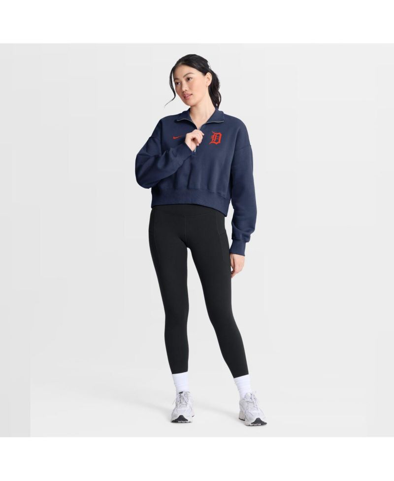 Women's Navy Detroit Tigers Primetime Phoenix Fleece Half-Zip Sweatshirt