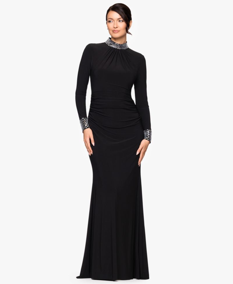 Women's Long Sleeve Mock Neck Gown