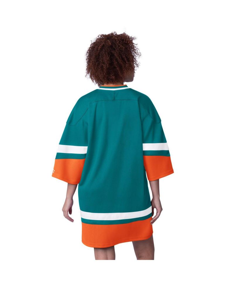 Women's Aqua Miami Dolphins Slap Shot 3/4 Sleeve Sneaker Dress