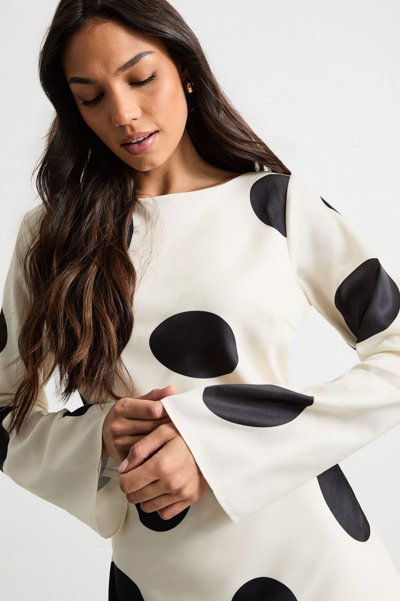Women's Polka Dot Scoop Back Maxi Dress