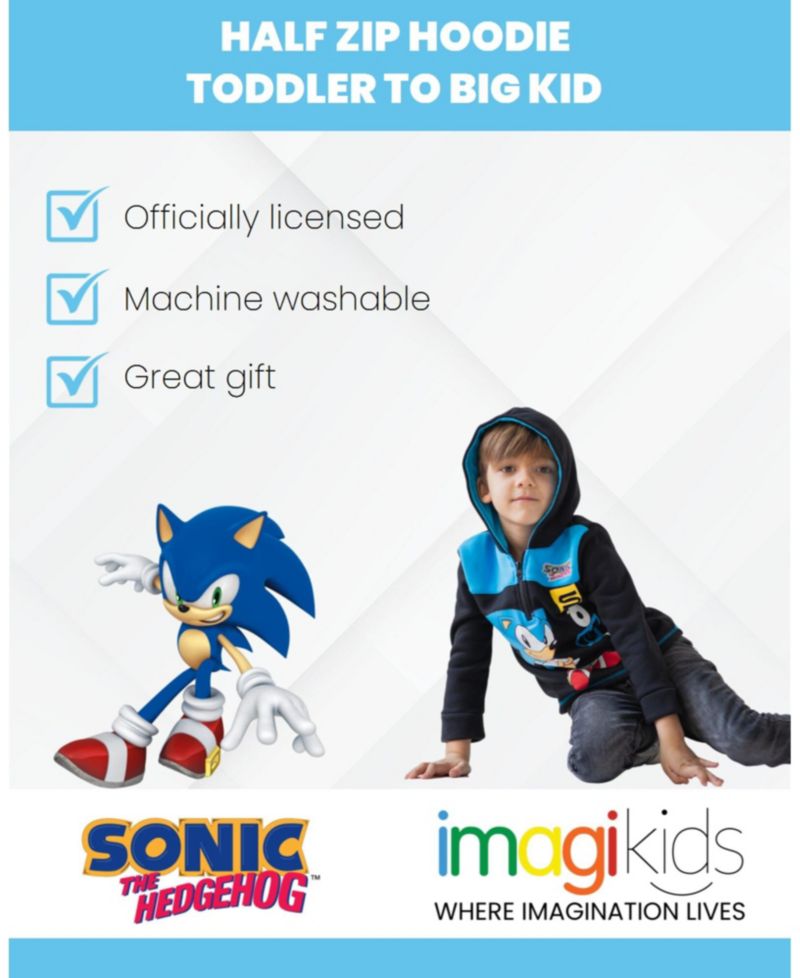 Big Boys Sonic the Hedgehog Fleece Half Zip Hoodie to