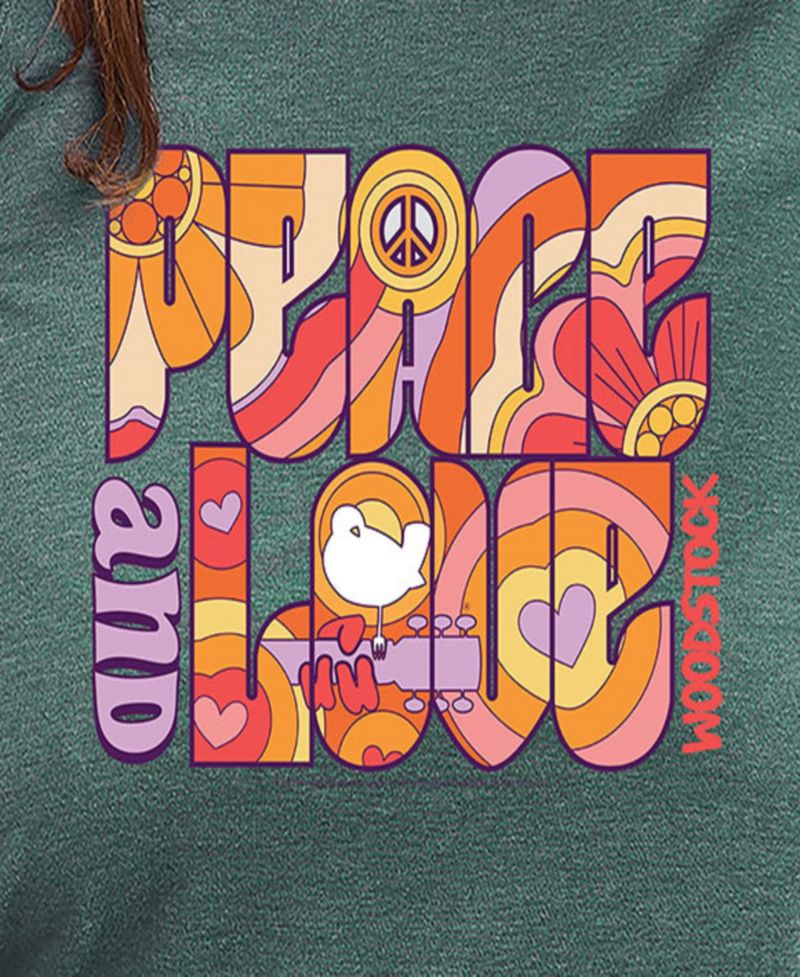 Plus Size Woodstock Peace and Love Graphic Pullover Top