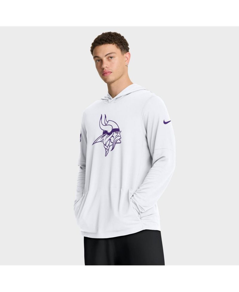 Men's White Minnesota Vikings Alt Pack Pass Accuracy Performance Long Sleeve Hoodie T-Shirt