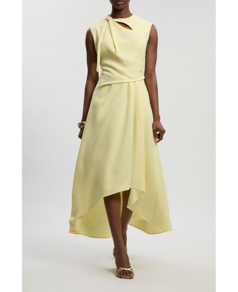 Women's Tailored Drape Neck Midi Dress