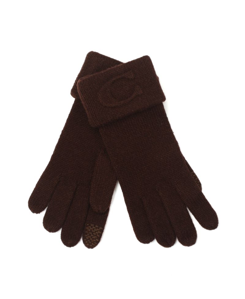 Women's Embossed C Touchscreen Wool-Blend Gloves
