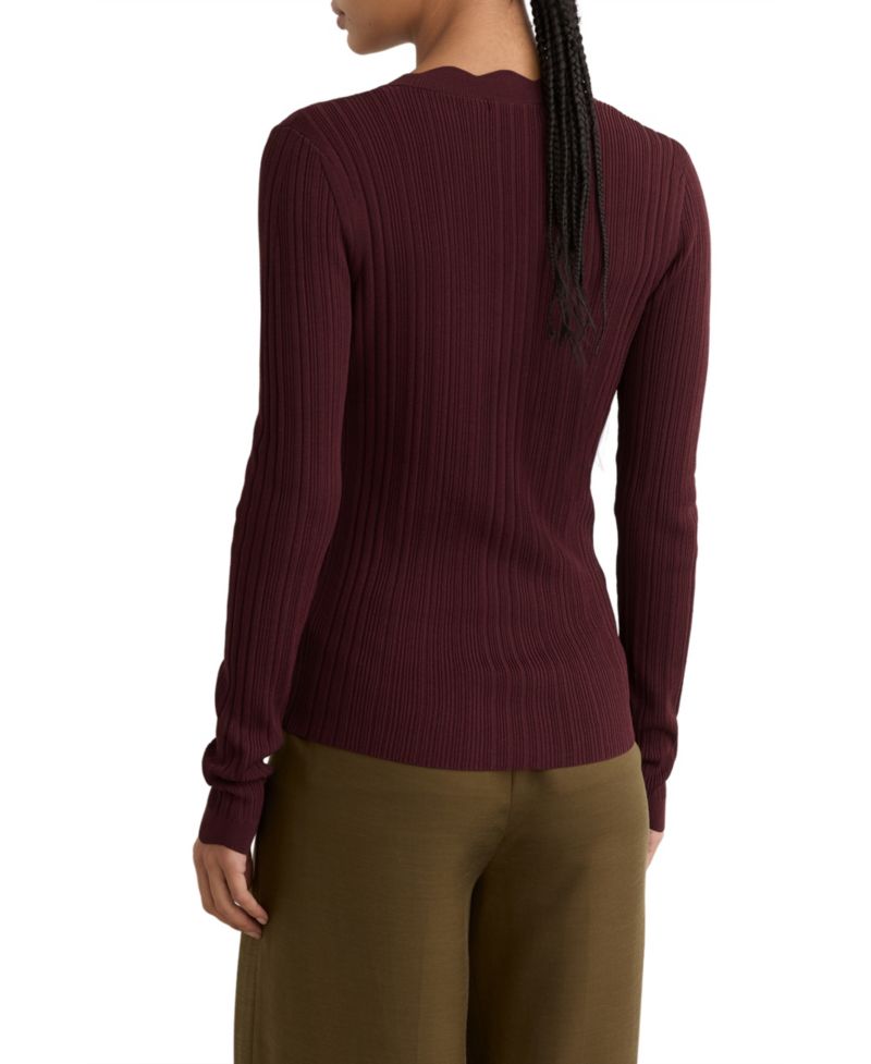 Women's Vinny Rib-Knit Scallop-Trim Cardigan