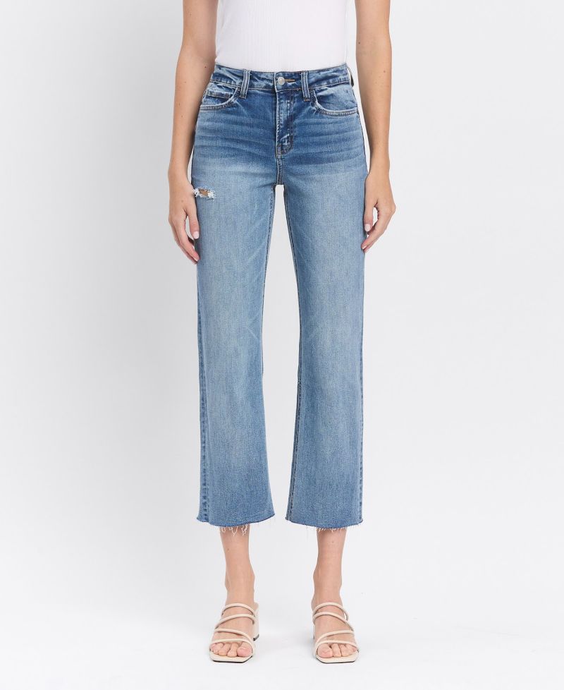 Women's High Rise Crop Straight Jeans