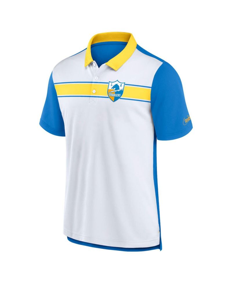 Men's White/Powder Blue Los Angeles Chargers Rewind Pique Polo Shirt