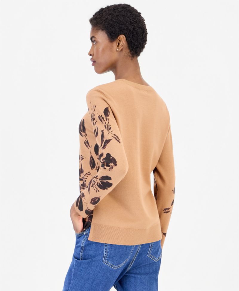 Women's Printed Fine Gauge Crewneck Sweater