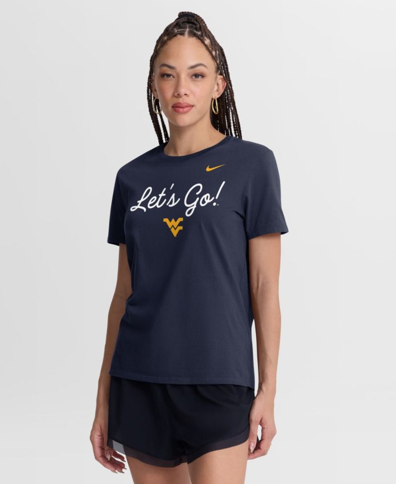 Women's Navy West Virginia Mountaineers Script Mantra Logo T-Shirt