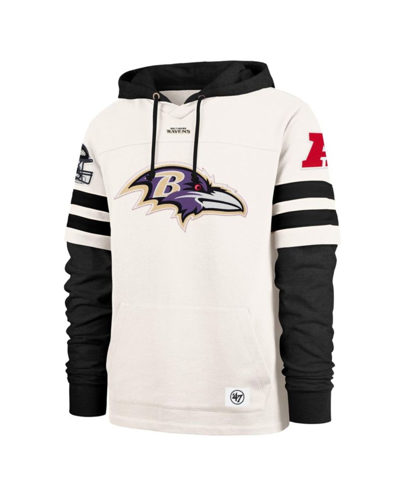 47 Brand Men's Cream Baltimore Ravens Split Zone Cornerback Duo Lacer Hoodie