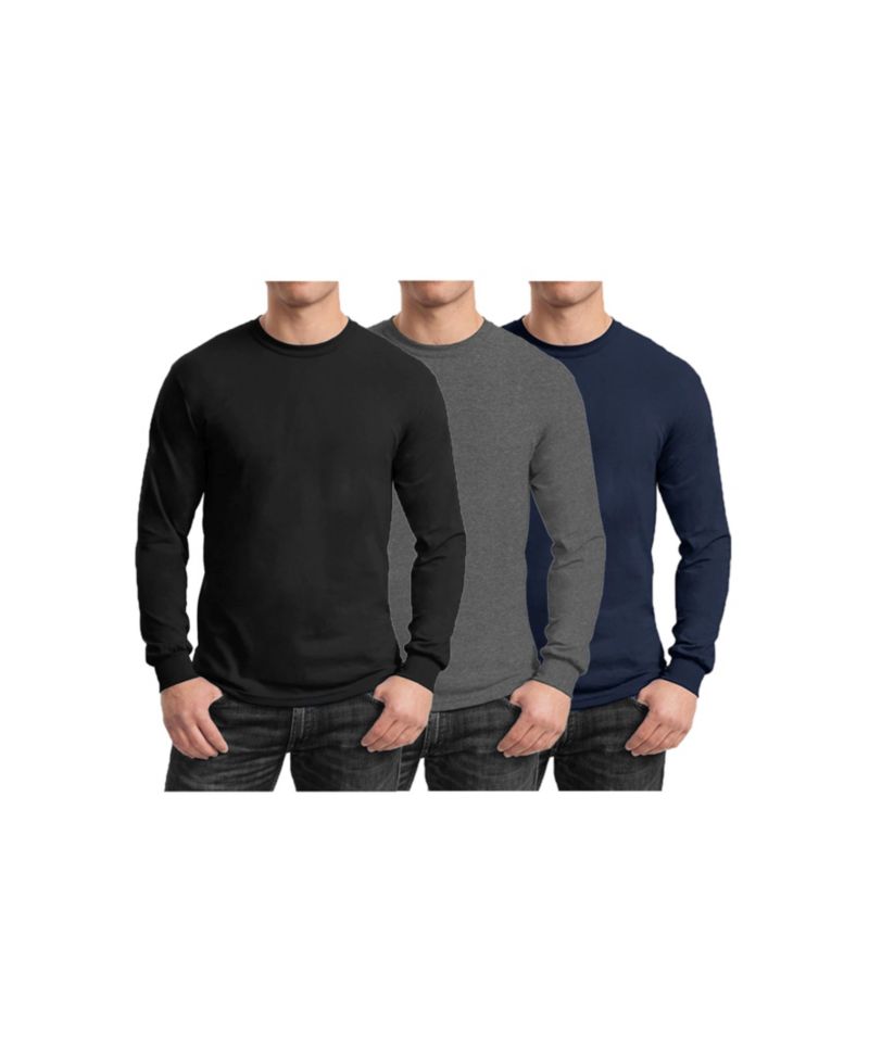 Men's 3-Pack Egyptian Cotton-Blend Long Sleeve Crew Neck Tee