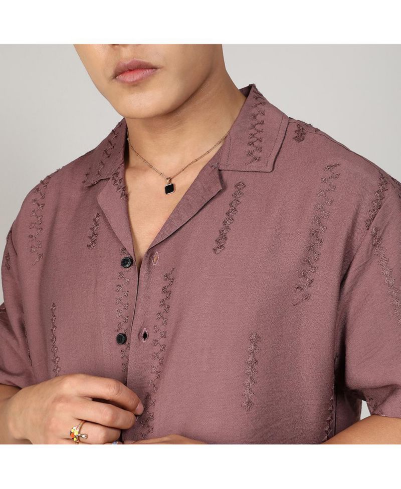 Men's Mocha Brown Embroidered Twist Shirt