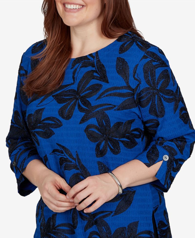 Women's Floral Knit 3/4-Sleeve Blouse