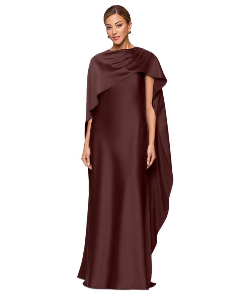 Women's Long Satin Boat Neck Dress