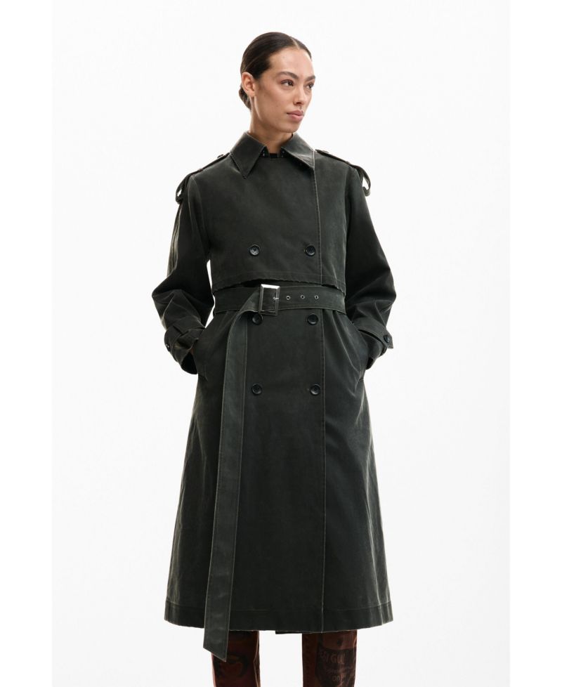 Women's Trench Coat Leather Effect