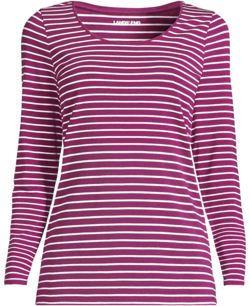 Women's Lightweight Jersey Skimming Long Sleeve Scoop Neck T-shirt