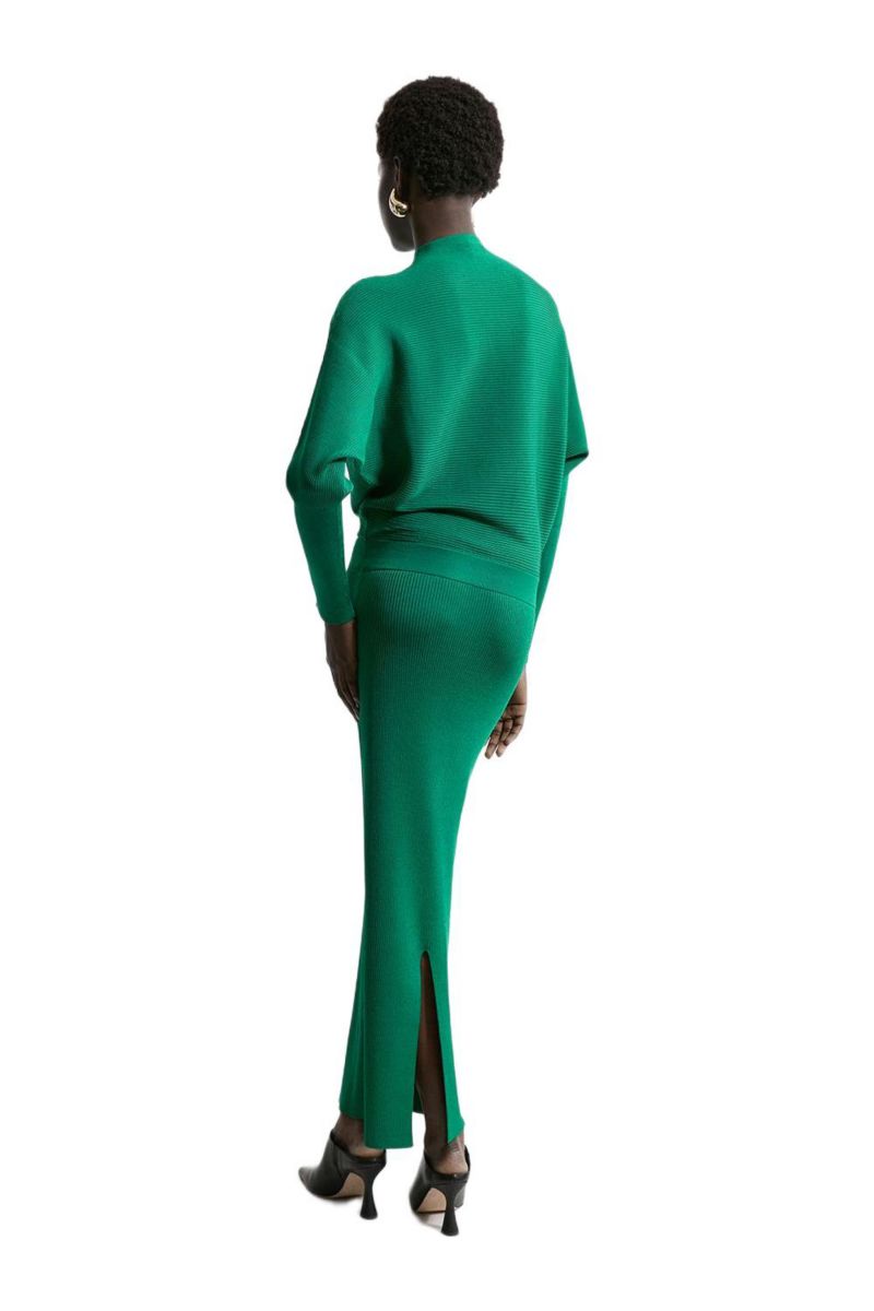 Women's Drape Knit Bat Wing Pencil Midi Dress