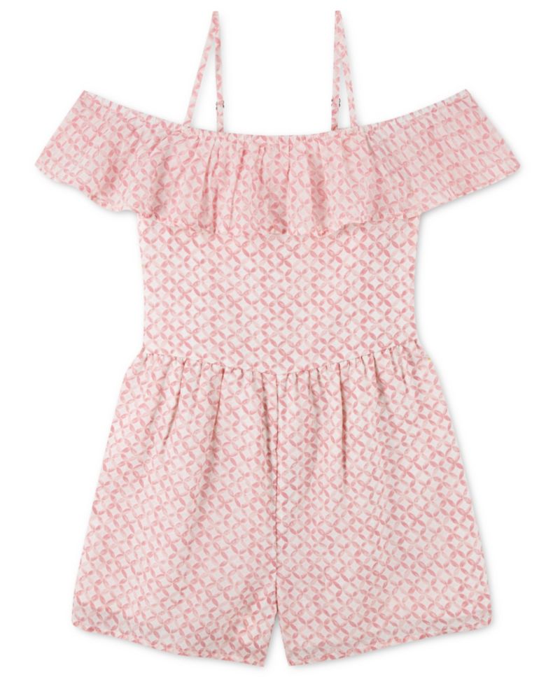 Girls' 5-16 Sleeveless Ruffle Romper