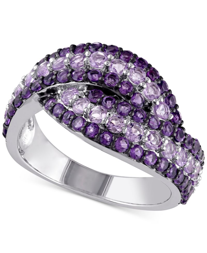Amethyst (4/5 ct. t.w.) & Rose De France (3/4 ct. t.w.) Swirl Ring in Sterling Silver (Also available in Garnet, Pink Sapphire & Blue Topaz)