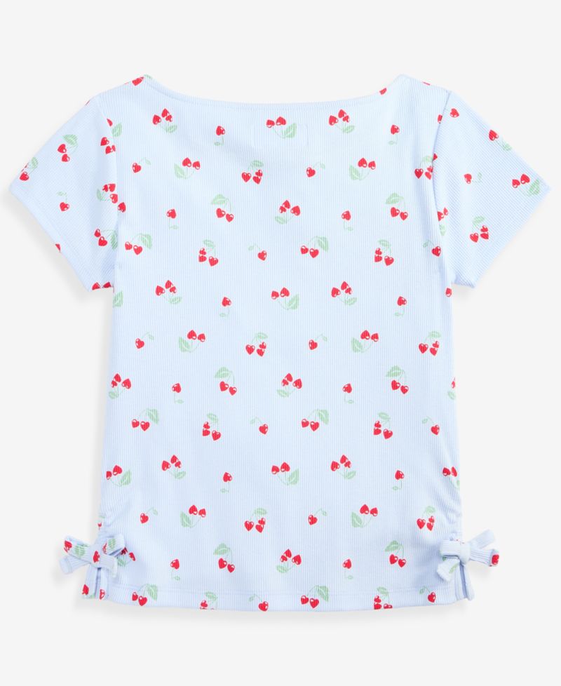 Girls' 5-20 Cherries-Print Ribbed T-Shirt