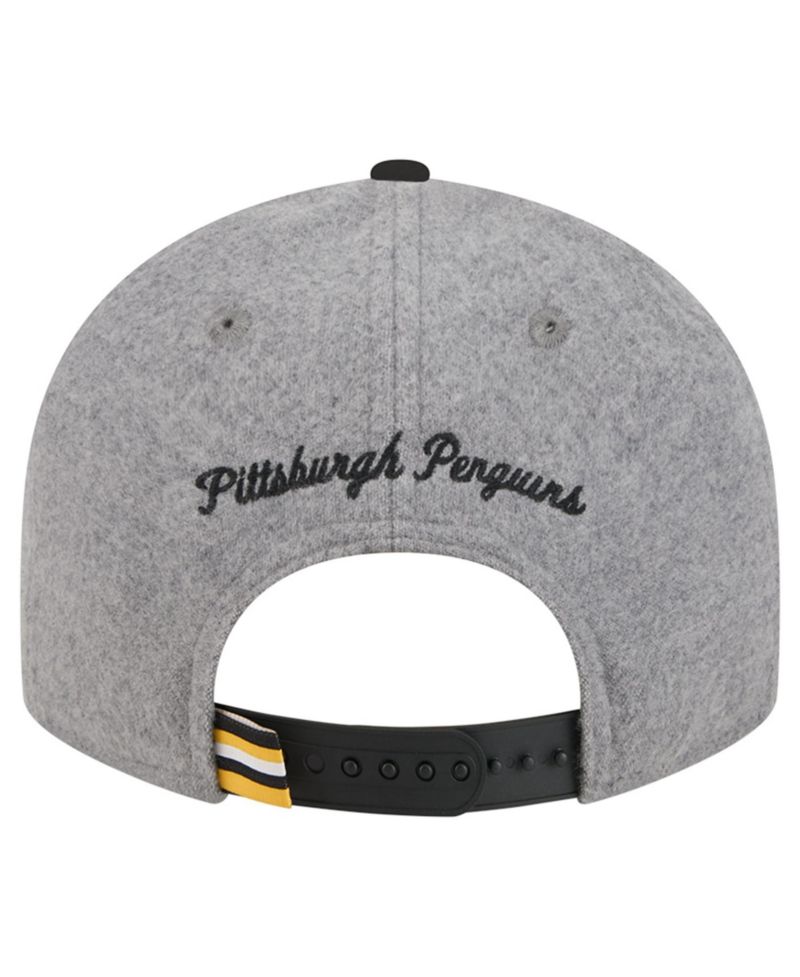 Men's Gray/Black Pittsburgh Penguins Wool Pin Low Profile 9FIFTY Snapback Hat