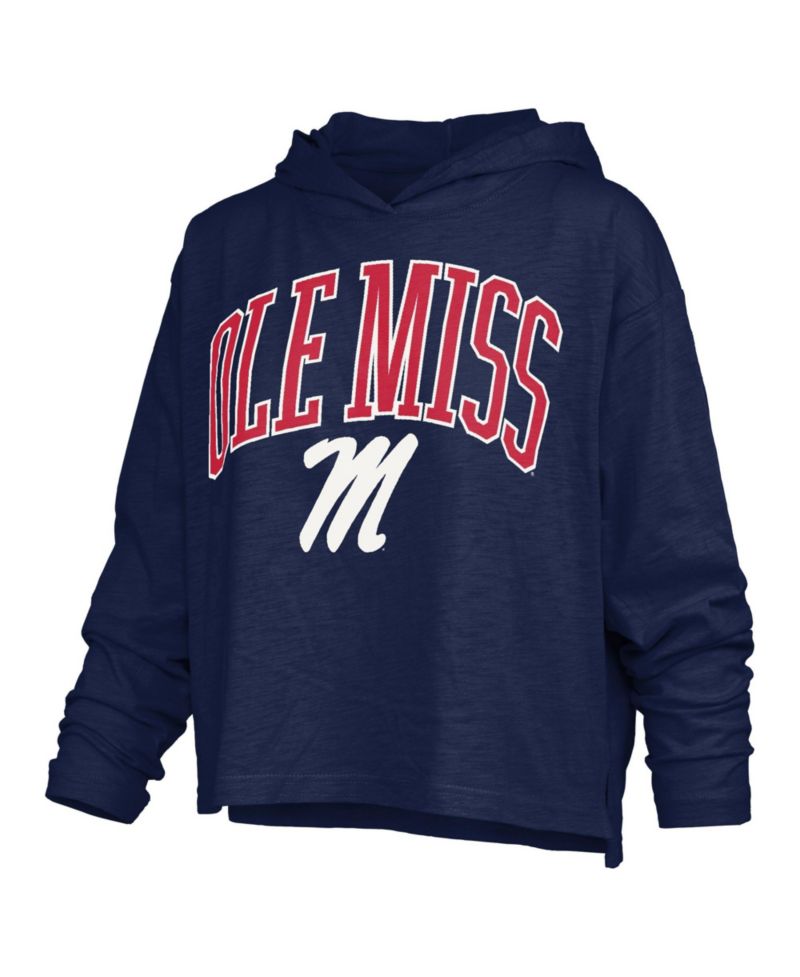 Women's Ole Miss Rebels Nelson Arch Over Logo Slub Oversized Long-Sleeve Hooded T-Shirt
