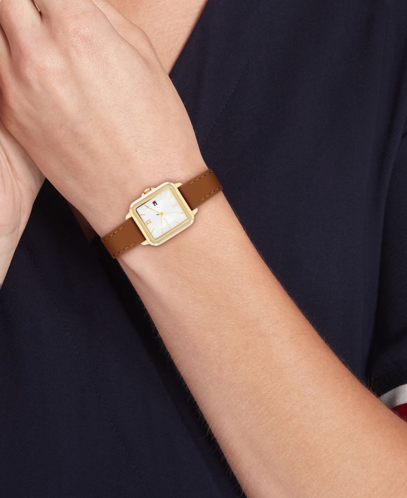 Women's Quartz Tan Leather Strap Watch, 22.5mm