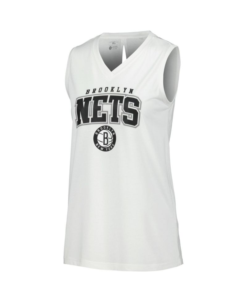 Women's White Brooklyn Nets Paisley Peekaboo Tank Top