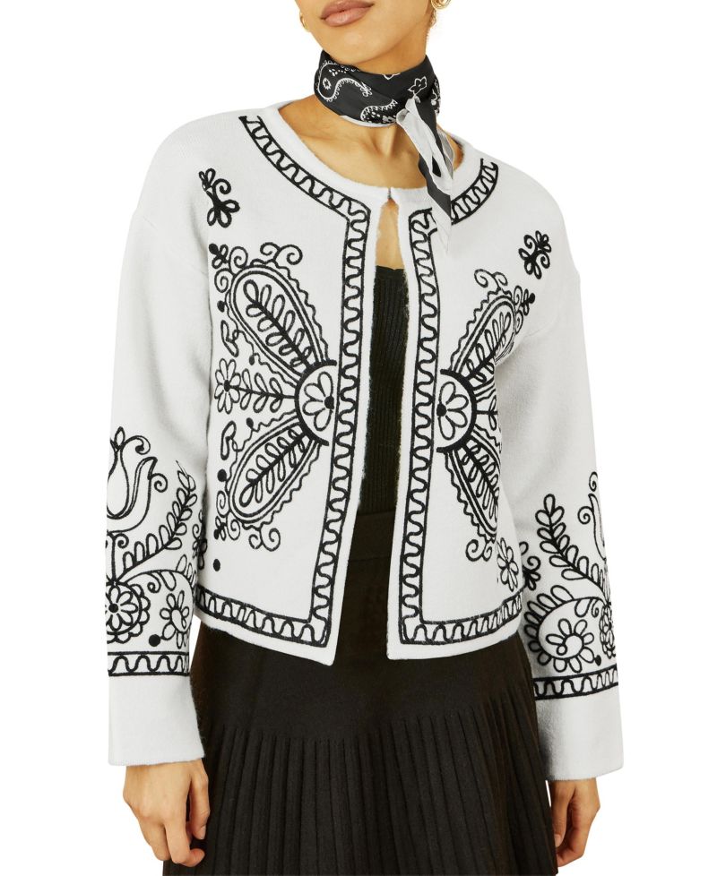 Women's Knitted Folk Edge To Edge Cardi