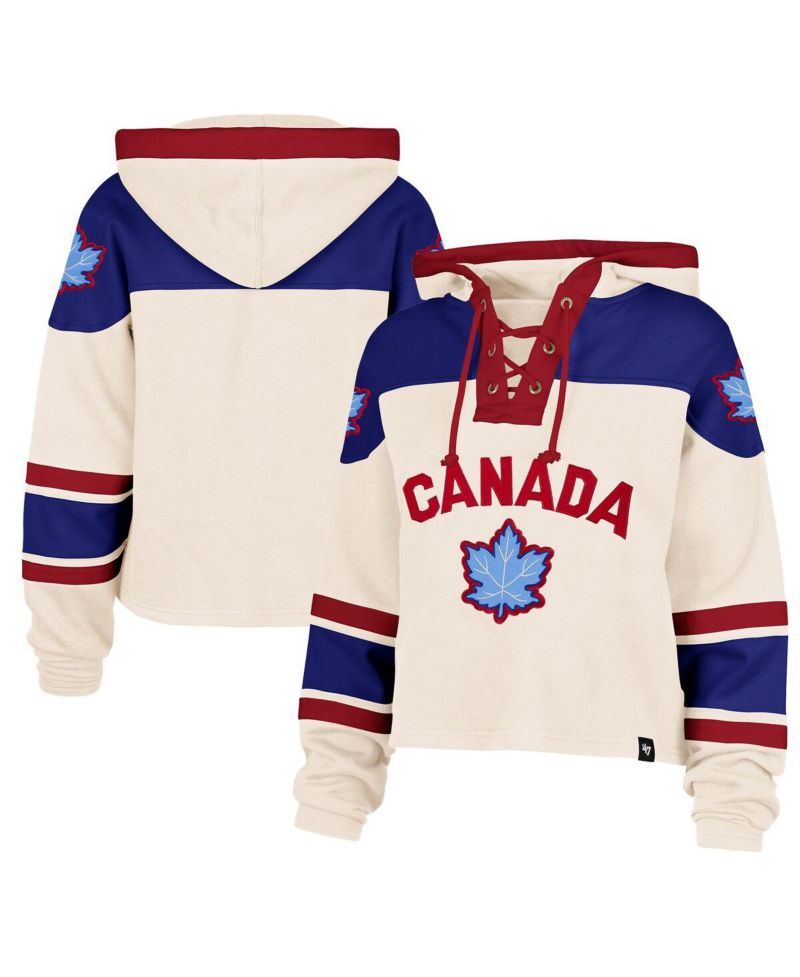 Women's Cream Hockey Canada Cropped Superior Lacer Hoodie