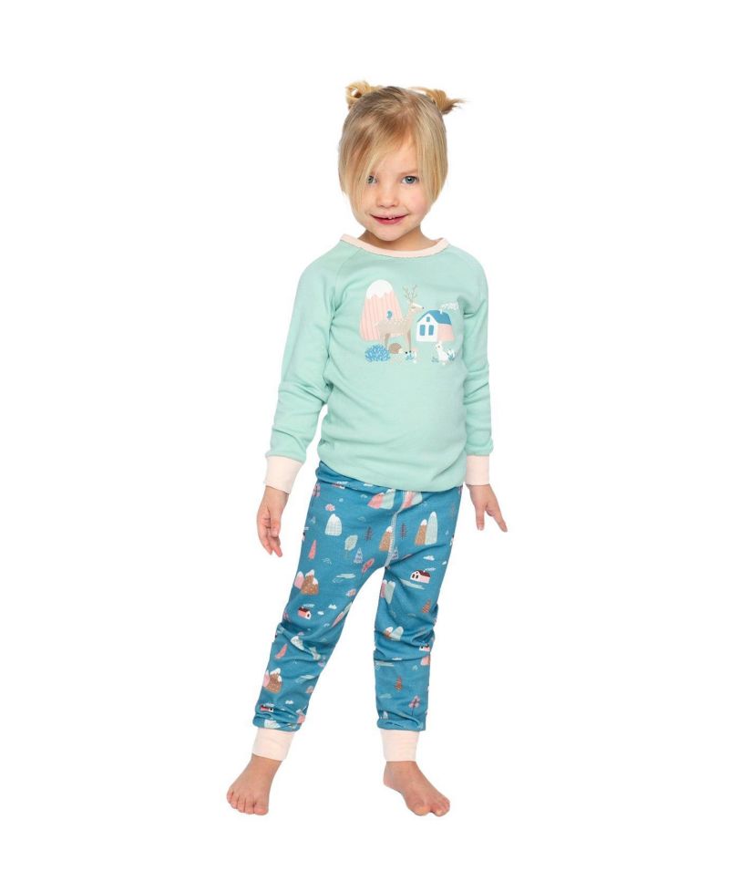 Little Girls 6-12 Cotton Two Piece Pajama Set House Print
