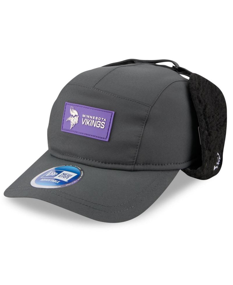 Men's Charcoal Minnesota Vikings 2025 Sideline Cold Weather Runner Dog Ear Adjustable Hat