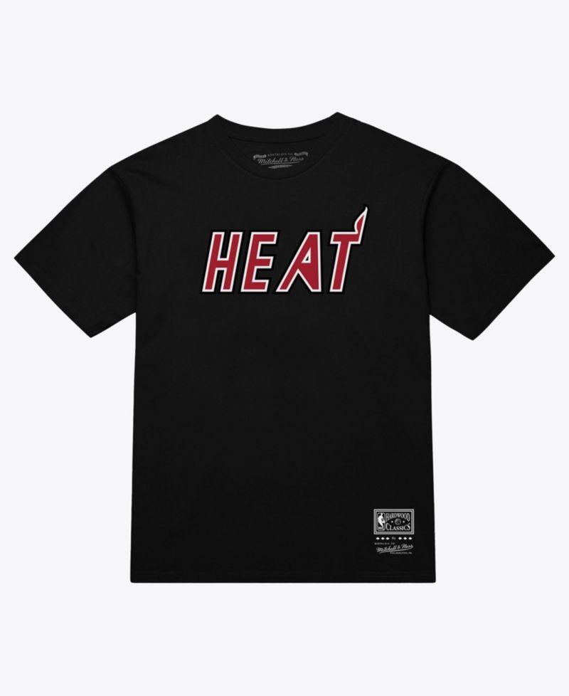 Men's and Women's Black Miami Heat Hardwood Classics Arch T-Shirt