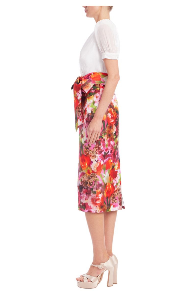 Women's Floral Mock Two-Piece Midi Cocktail Dress