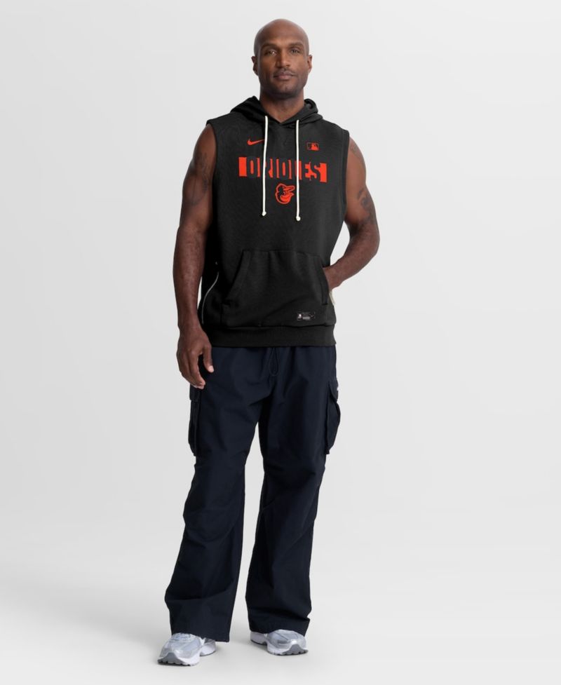 Men's Black Baltimore Orioles Authentic Collection Standard Issue Dri-FIT Sleeveless Hoodie