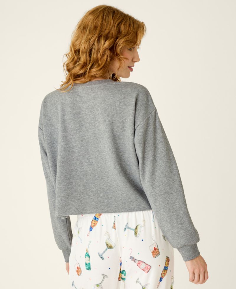 Women's Sip Sip Sparkle Long-Sleeve Crewneck Sweater
