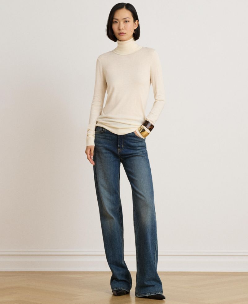 Women's Modal-Silk Blend Slim-Fit Turtleneck Sweater